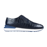 Sneakers basses en cuir précieux - Bleu & Blanc