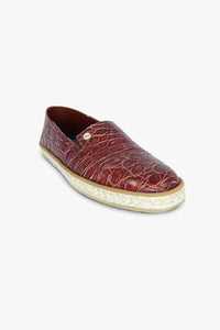 Espadrilles texturées en cuir précieux - Marron