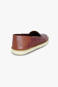 Espadrilles texturées en cuir précieux - Marron