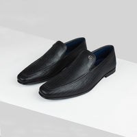 Mocassins à motif gaufré en cuir exotique - Noir
