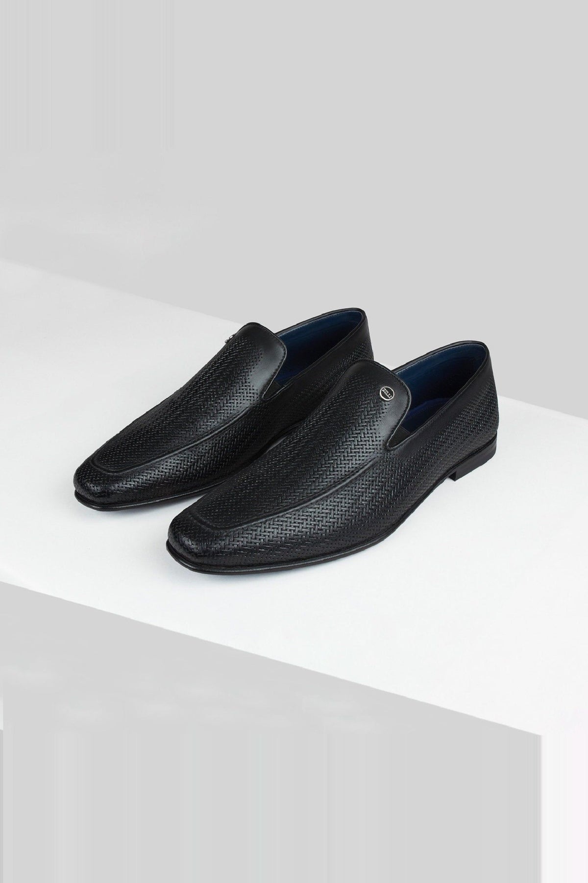 Mocassins à motif gaufré en cuir - Noir