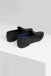 Mocassins à motif gaufré en cuir - Noir