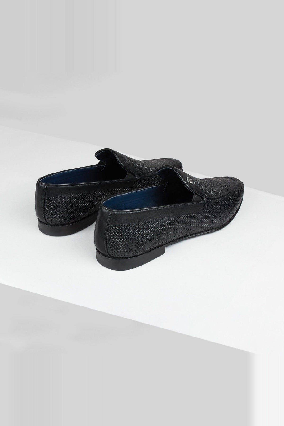Mocassins à motif gaufré en cuir - Noir