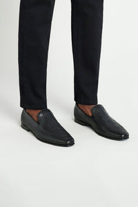 Mocassins à motif gaufré en cuir - Noir