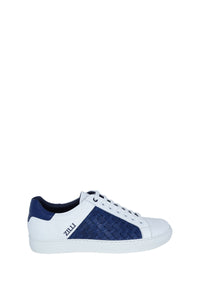 Baskets basses tissées en cuir - Blanc & Bleu