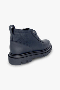 Bottines à fermeture éclair en cuir - Bleu Marine