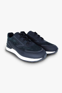 Sneakers basses à motif zigzag en cuir - Black