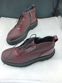 Bottines à finition grainée en cuir - Burgundy