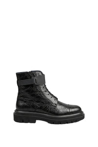 Bottines hautes à lacets en cuir précieux - No color