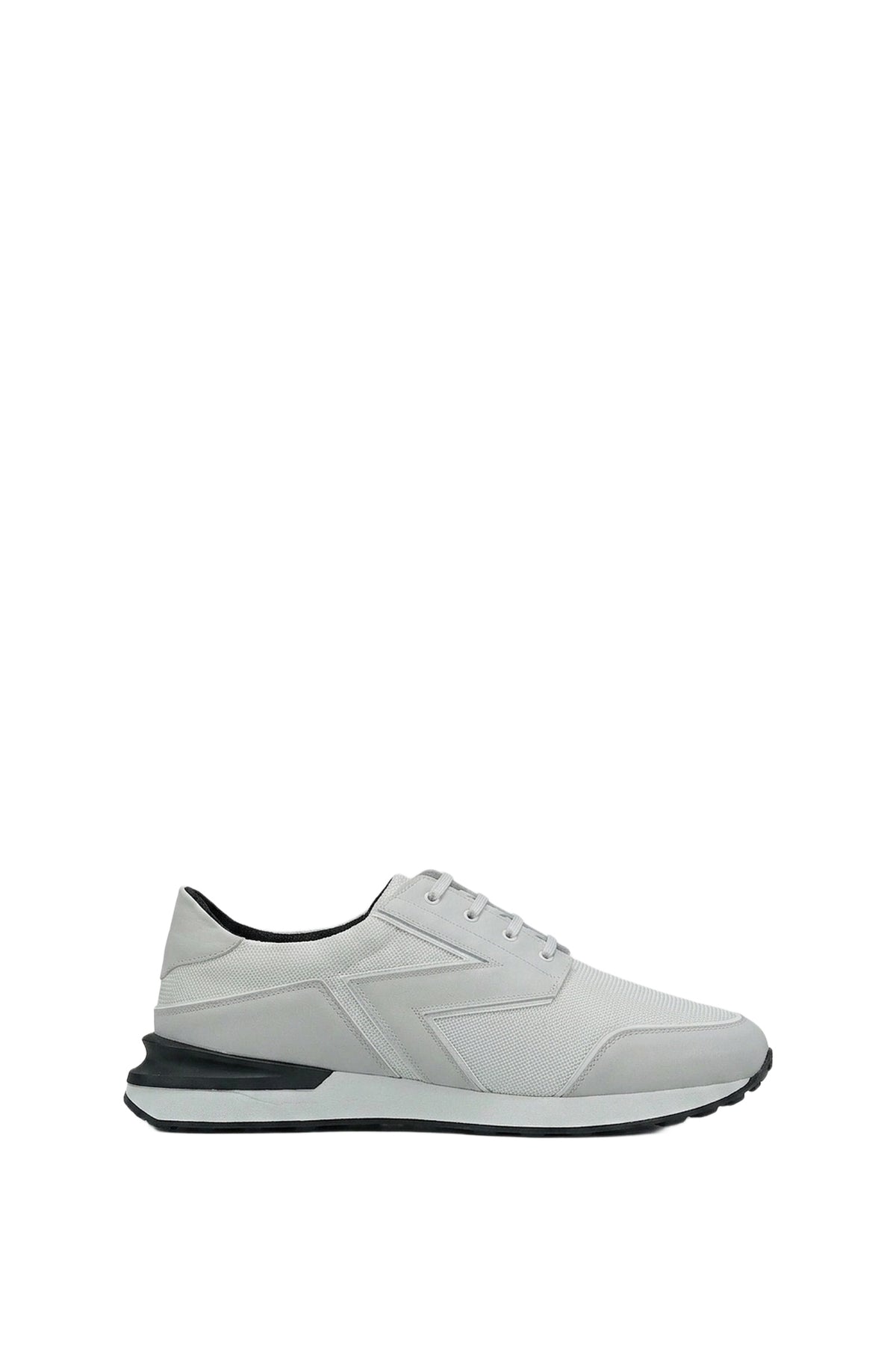 Sneakers à motif zigzag en cuir - Light Grey While