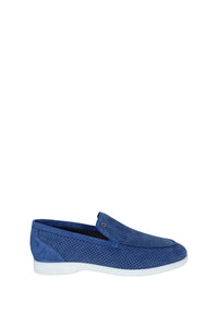 Mocassins à motif ajouré en daim - Bleu & Blanc