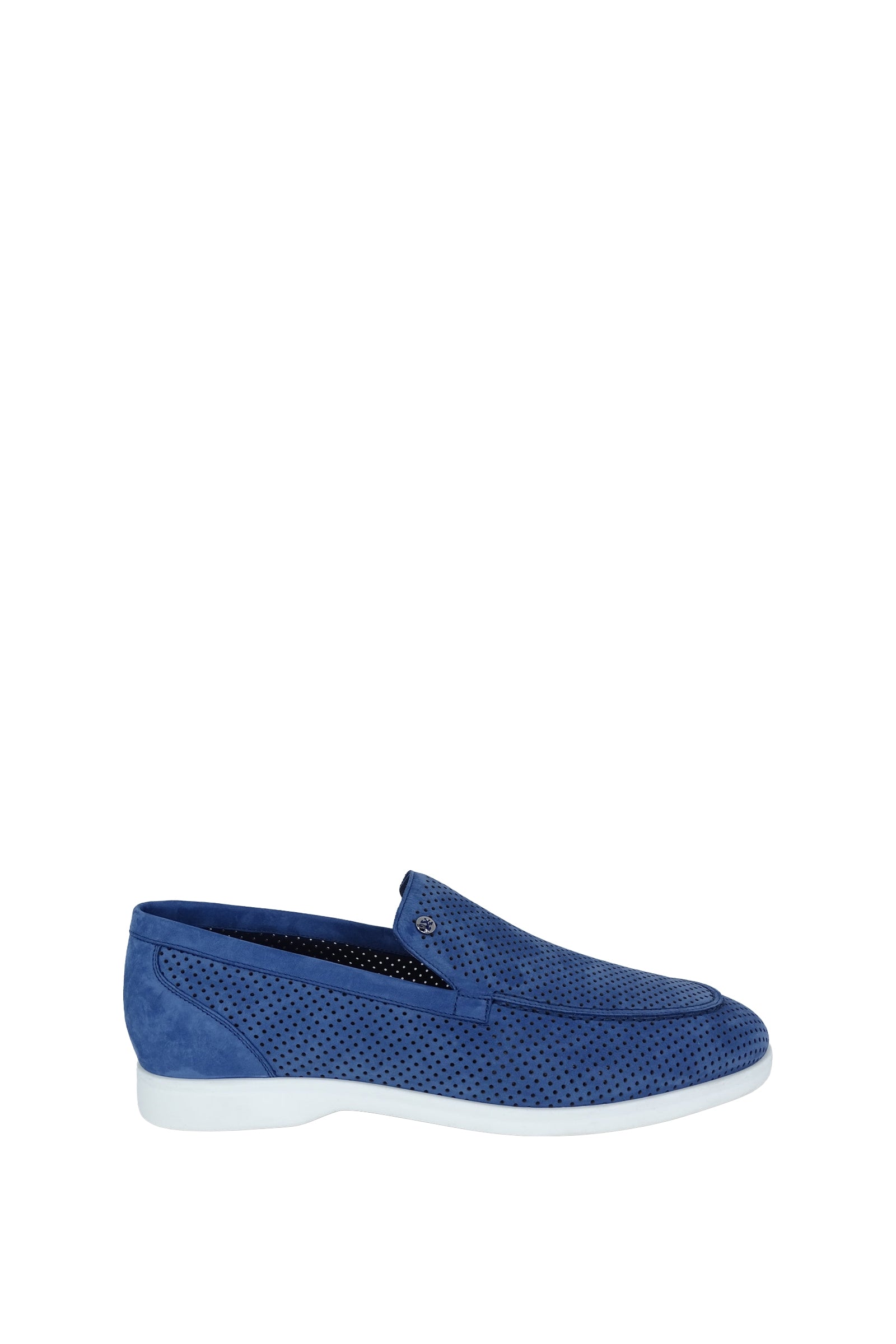 Mocassins à motif ajouré en daim - Bleu & Blanc