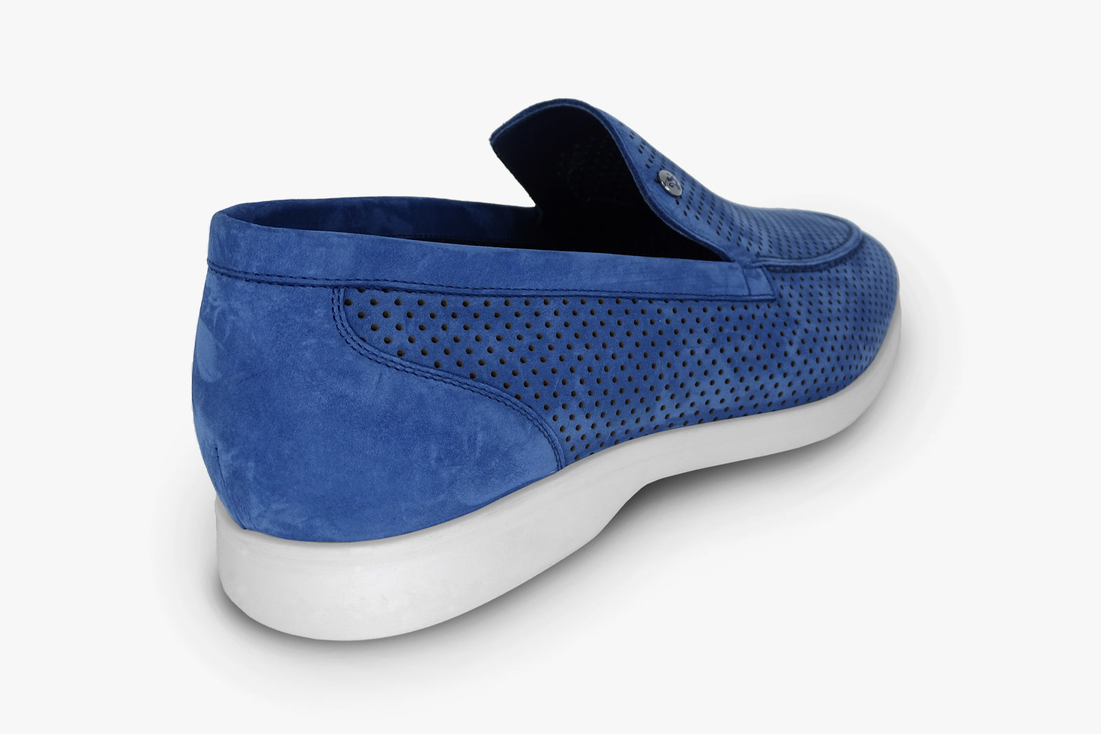 Mocassins à motif ajouré en daim - Bleu & Blanc
