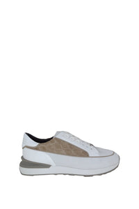 Baskets basses texturées en cuir - Blanc & Beige