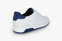 Baskets basses à surpiqûres en cuir et daim - Blanc & Bleu