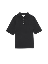 COTTON SILK POLO SWEATERBLACK