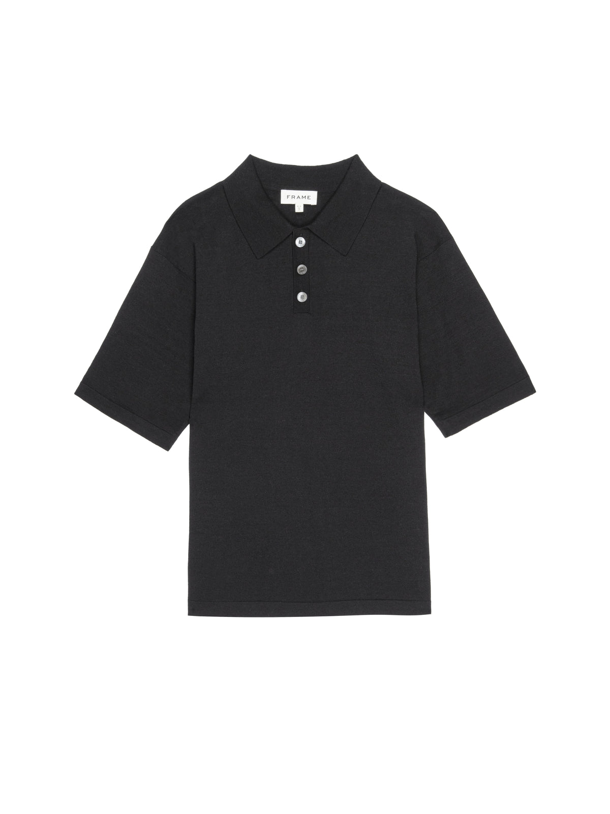 COTTON SILK POLO SWEATERBLACK