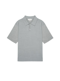 COTTON SILK POLO SWEATERGREY BLUE