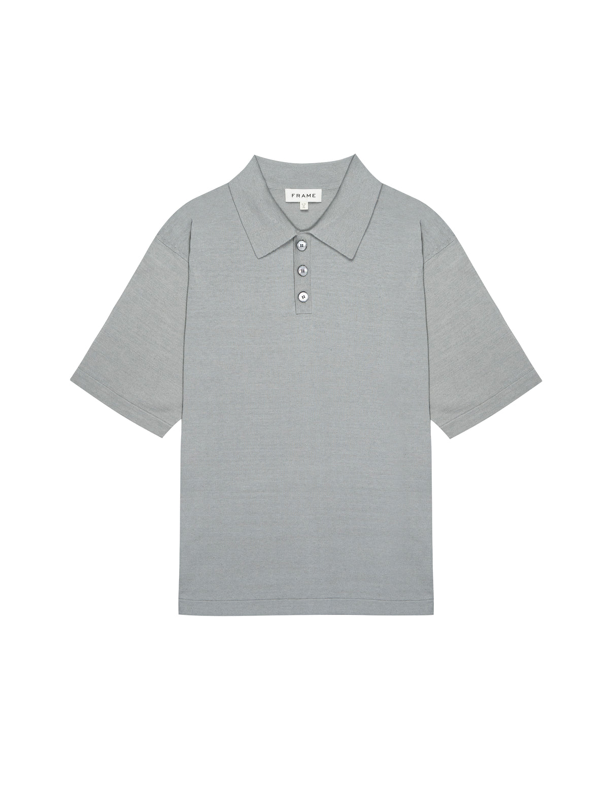 COTTON SILK POLO SWEATERGREY BLUE