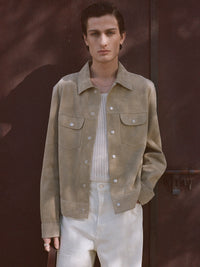 SUEDE TRUCKER JACKETOXFORD BEIGE
