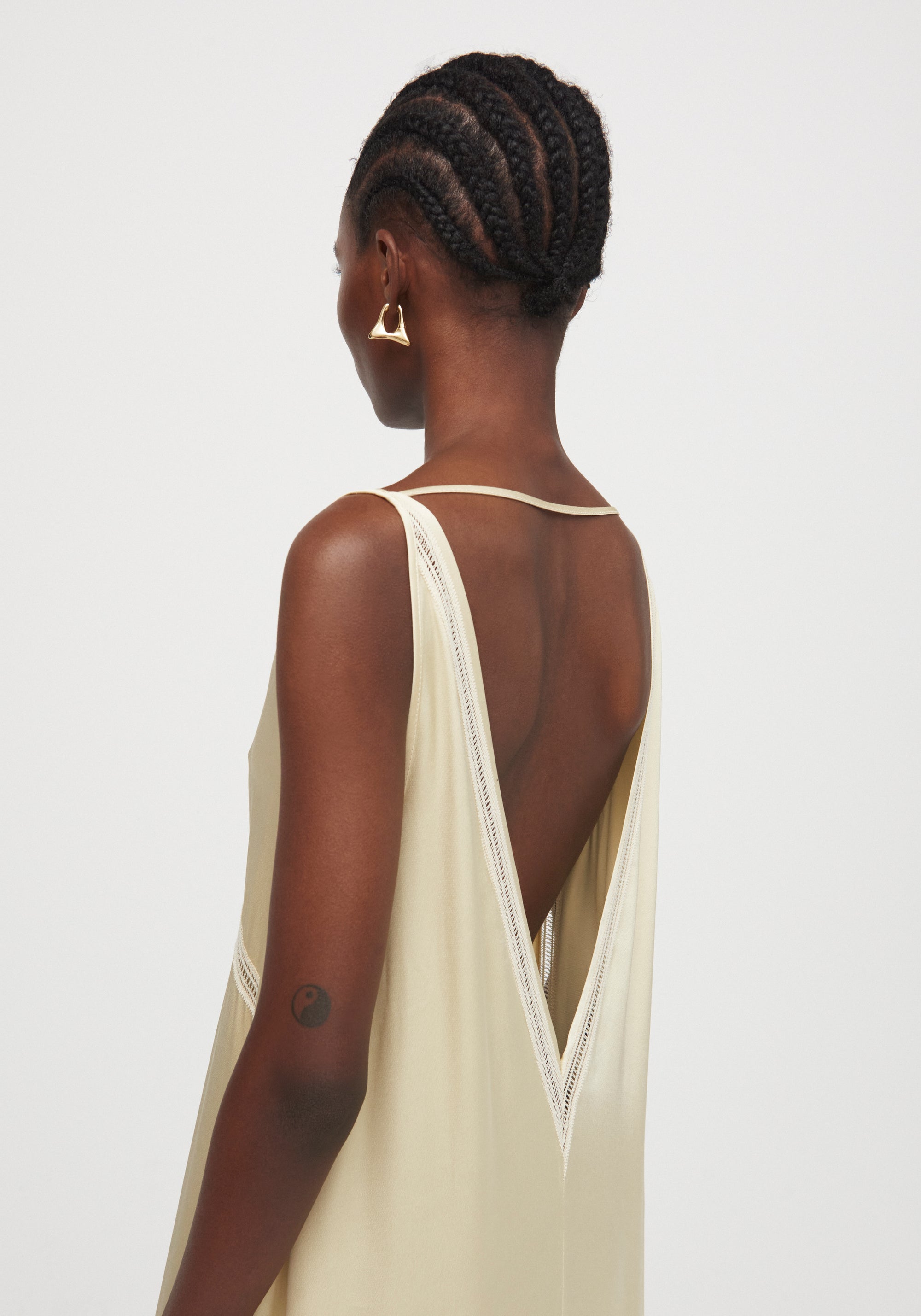 Robe longue Meadow à bordures - Champagne