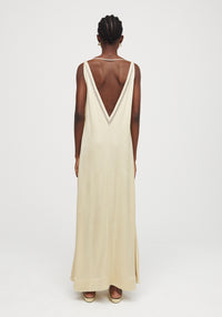 Robe longue Meadow à bordures - Champagne