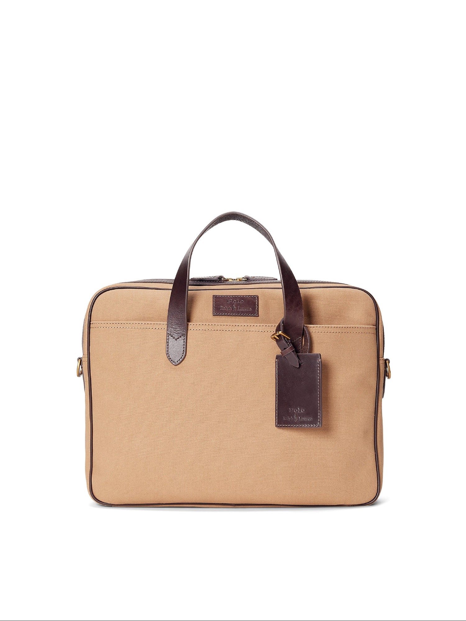Porte-documents en toile et finition cuir - Tan & Brown