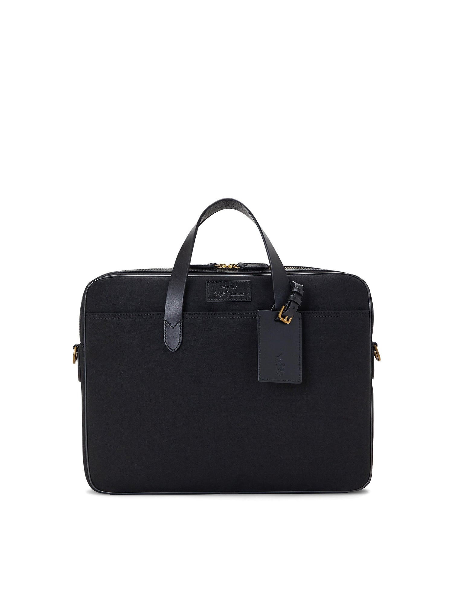 Canvas bag with leather trim - Black & Black