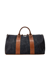 Sac de voyage en denim bordé de cuir - Indigo