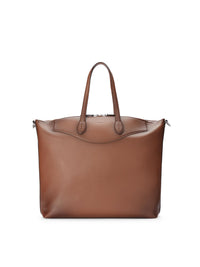 Sac cabas à anses longues en cuir - Chestnut