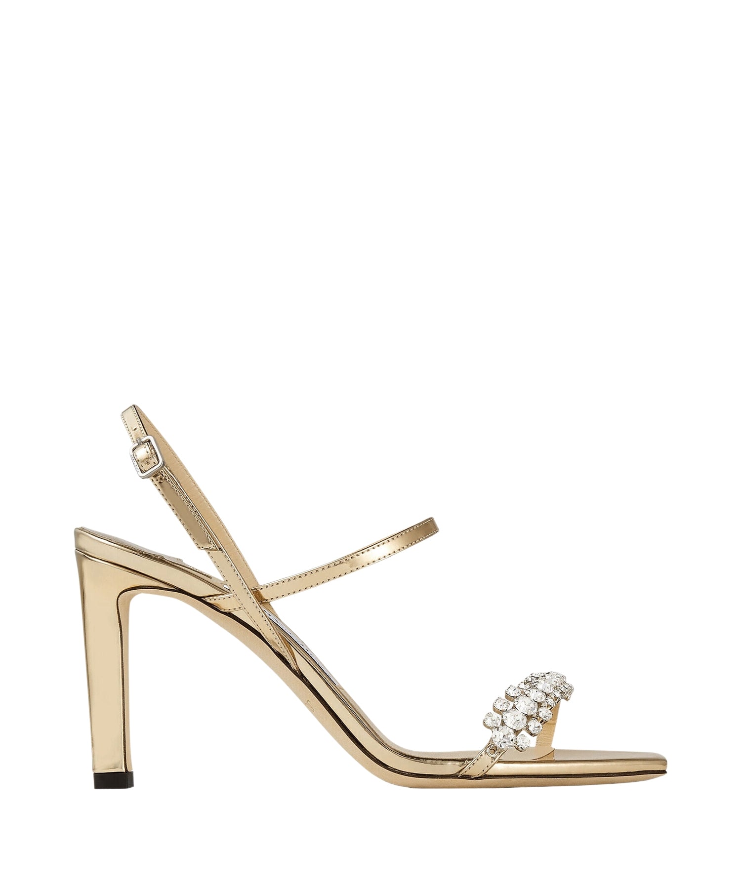 Sandales Meira 85 en cuir gloss métallisé - Black