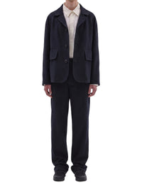 Blazer boxy à poches en laine - Ink