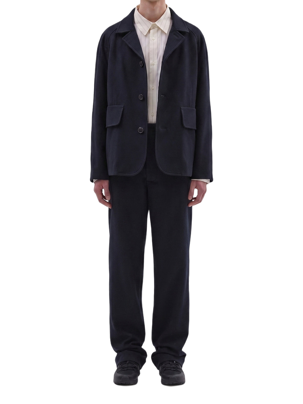 Blazer boxy à poches en laine - Ink
