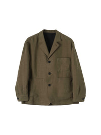 Linen blazer with shirt cuffs - Brown & Green