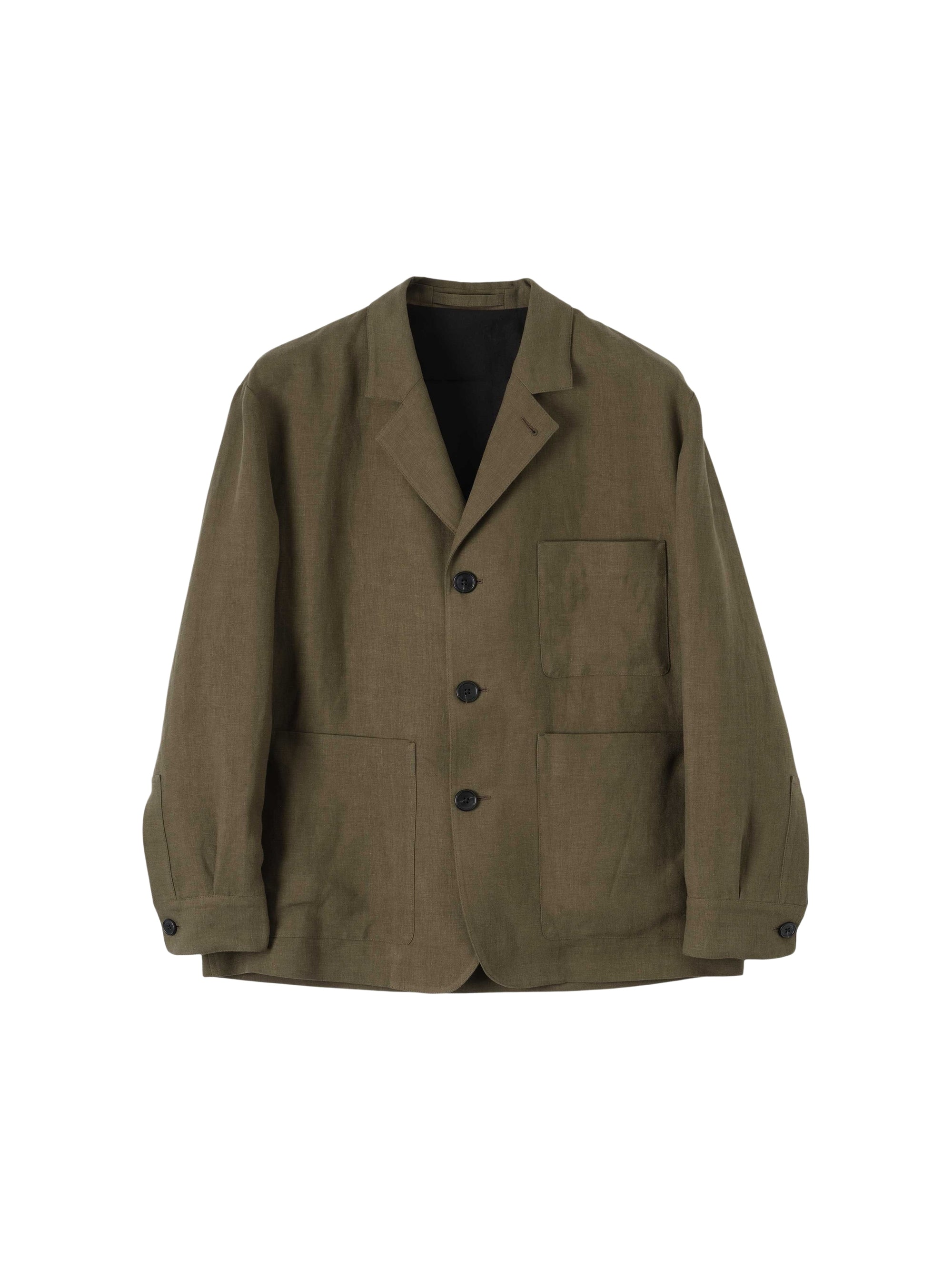 Linen blazer with shirt cuffs - Brown & Green