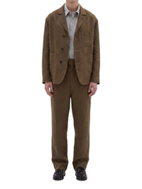 Linen blazer with shirt cuffs - Brown & Green