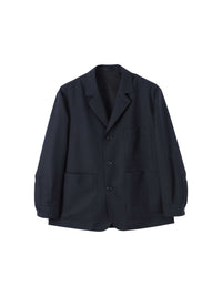 Wool blazer with shirt cuffs - Navy