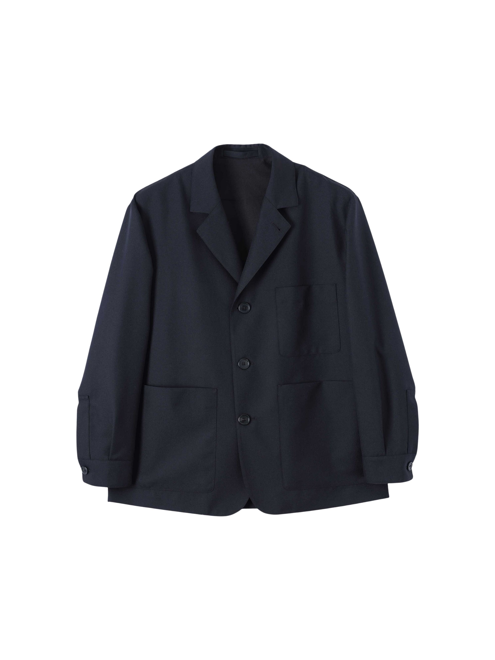 Wool blazer with shirt cuffs - Navy