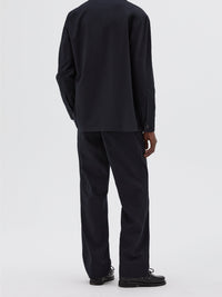 Wool blazer with shirt cuffs - Navy