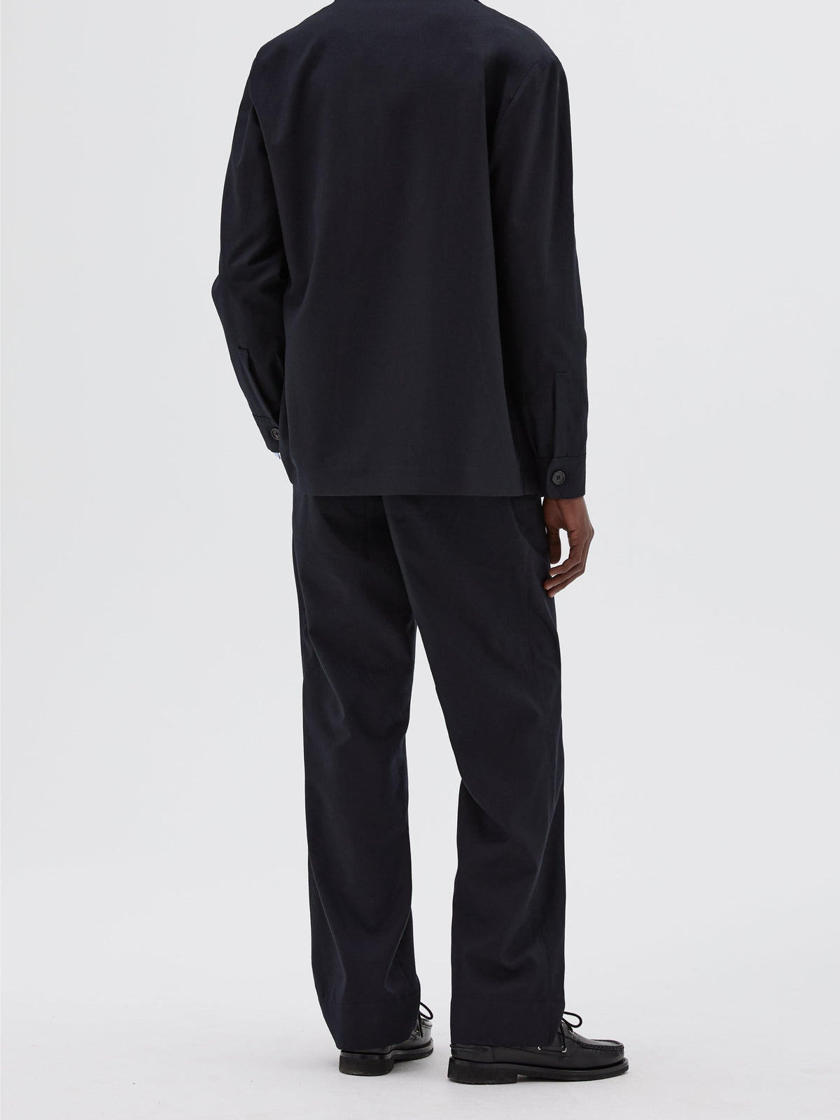 Wool blazer with shirt cuffs - Navy