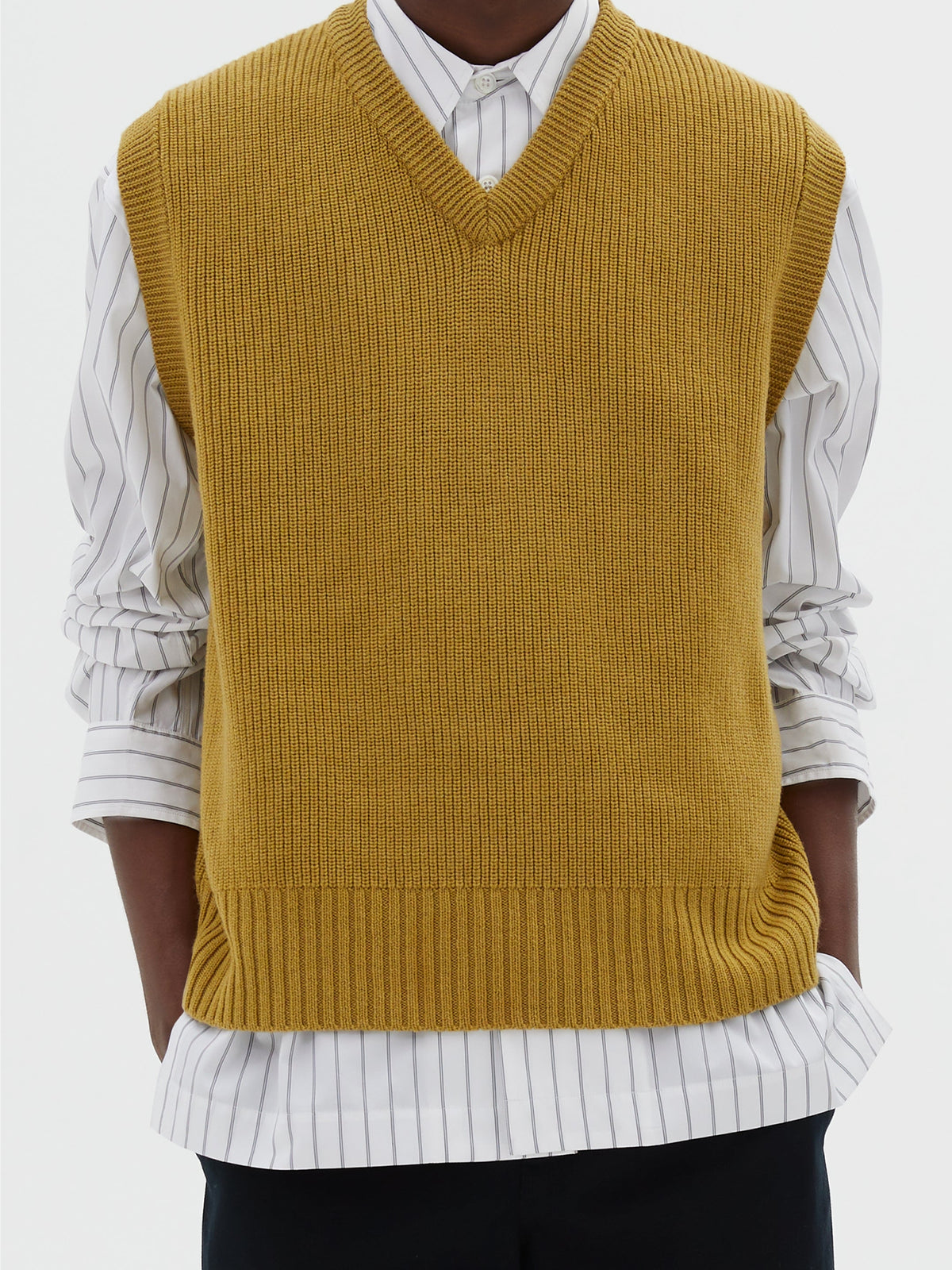 Pull ample sans manches en laine - Mustard