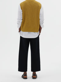 Pull ample sans manches en laine - Mustard