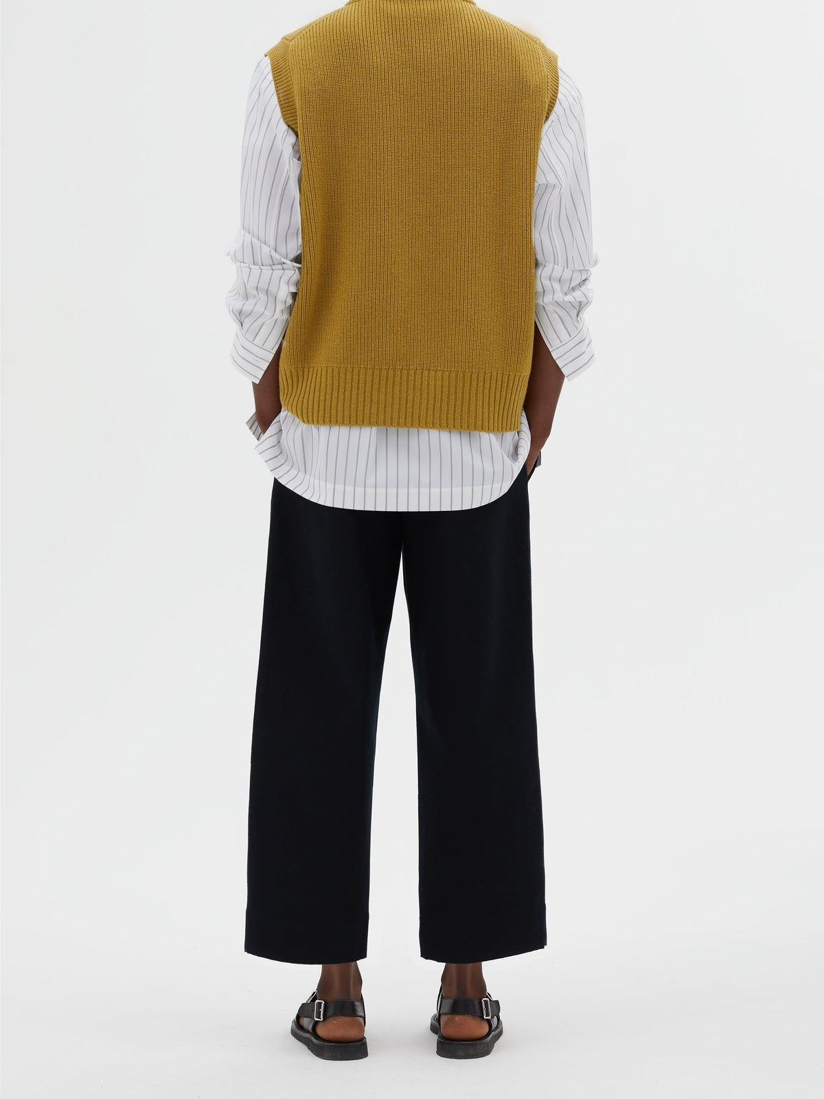 Pull ample sans manches en laine - Mustard