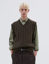 Débardeur en maille à larges côtes - Khaki