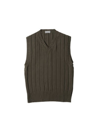 Pull boxy sans manches en laine - Khaki