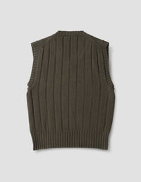 Débardeur en maille à larges côtes - Khaki