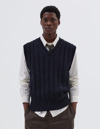 Débardeur en maille à larges côtes - Navy