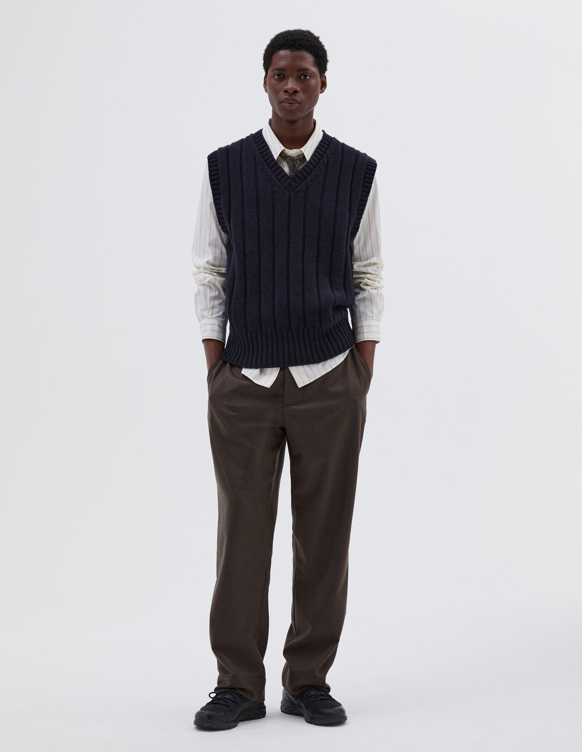 Débardeur en maille à larges côtes - Navy