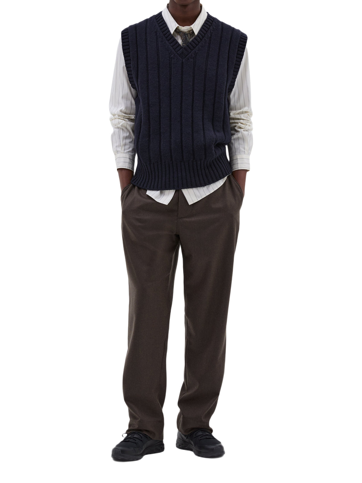 Pull boxy sans manches en laine - Navy