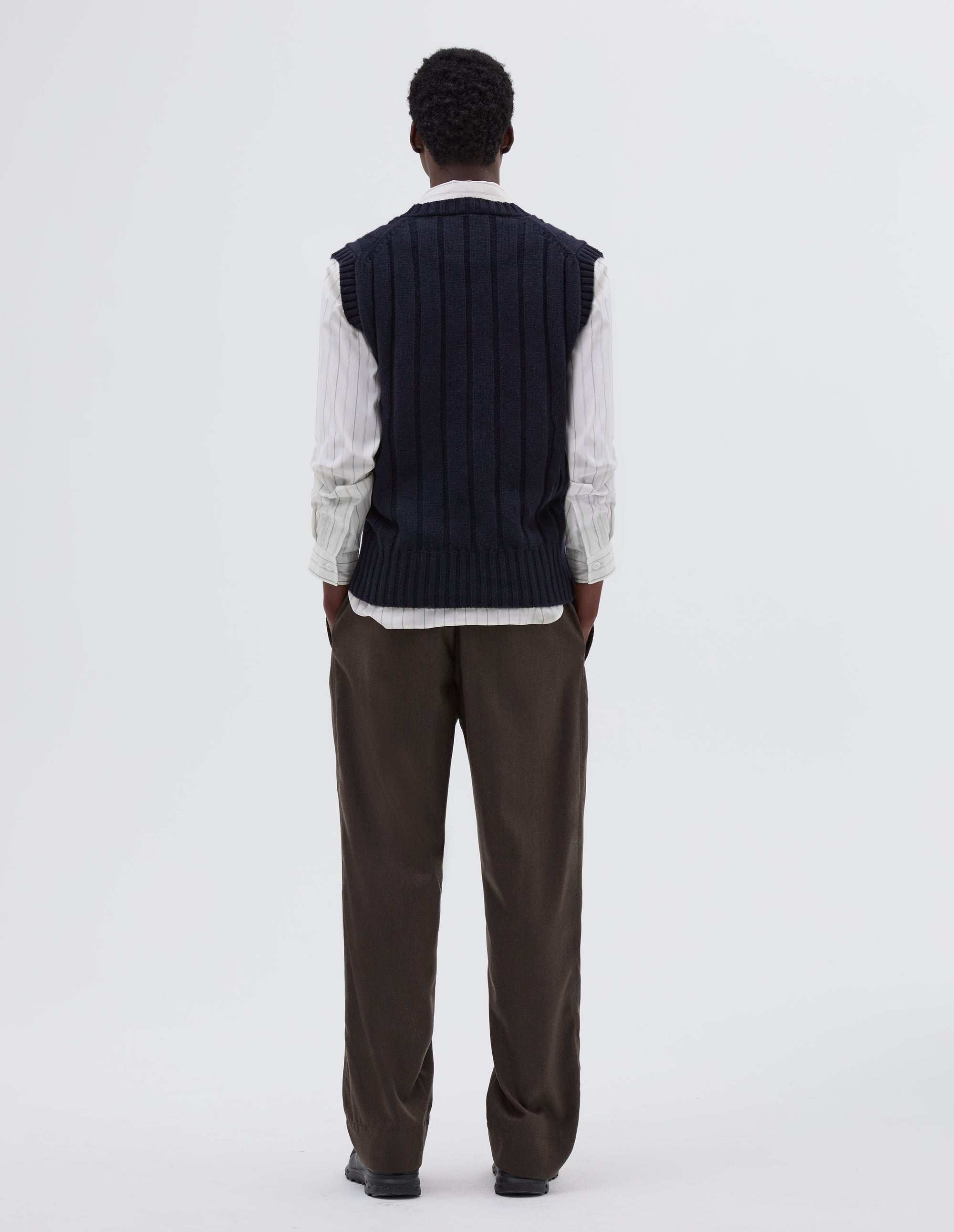 Débardeur en maille à larges côtes - Navy